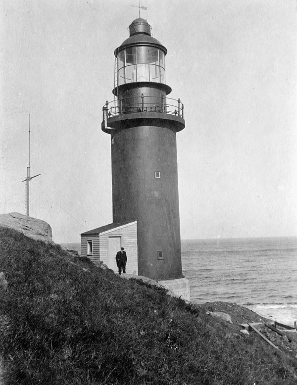 Historic Cape North lighthouse tower in Nova Scotia, Canada.