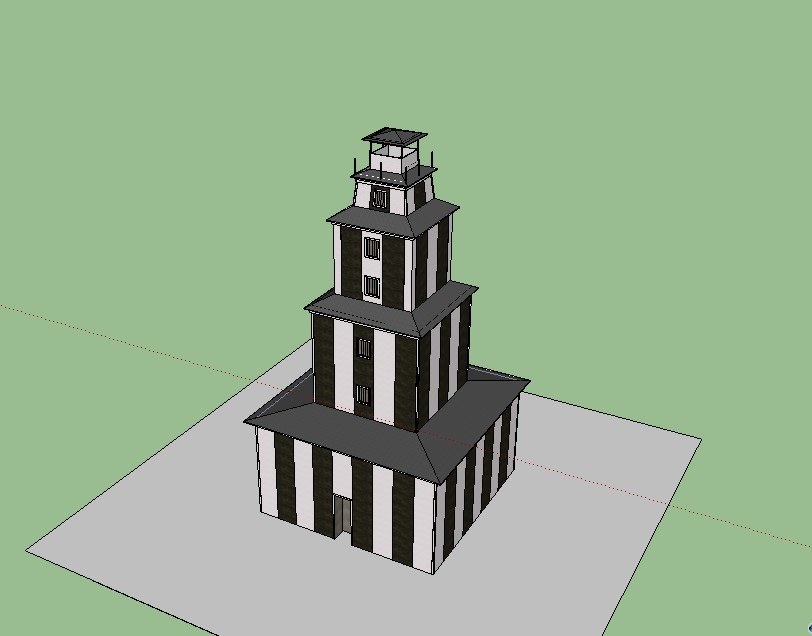 Three-dimensional model of the striped Vasilisin lighthouse used for the video walkthrough project.